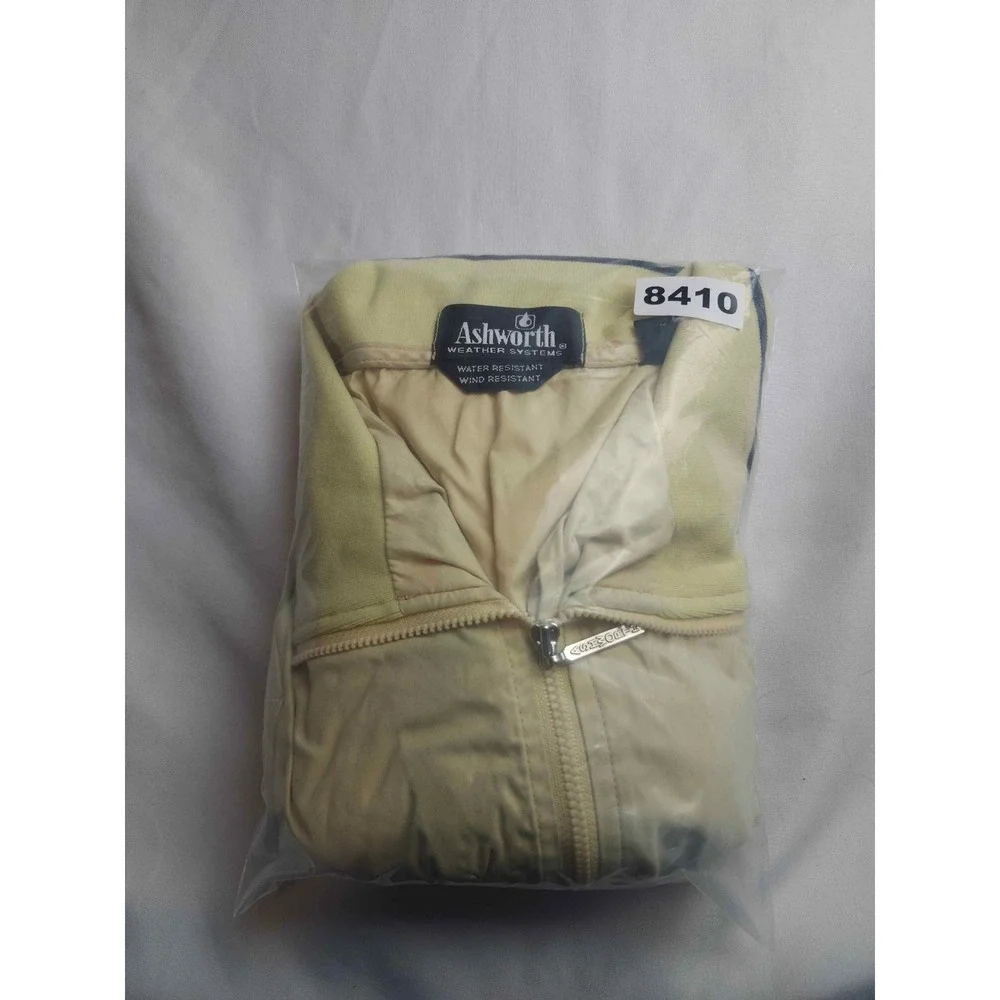 Ashworth Weather Systems Mens Medium Quarter Zip Windbreaker Golf Jacket Cream